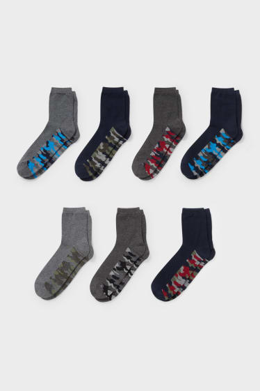 Kinderen - Set van 7 - sokken - blauw / grijs