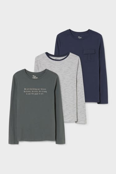 Children - Multipack of 3 - long sleeve top - genderneutral - dark blue / white