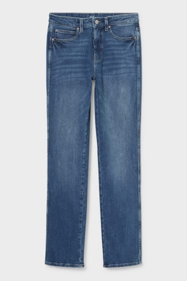 Femei - Straight jeans - high waist - denim-albastru