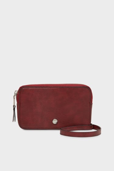 Women - Small shoulder bag - faux leather - dark red