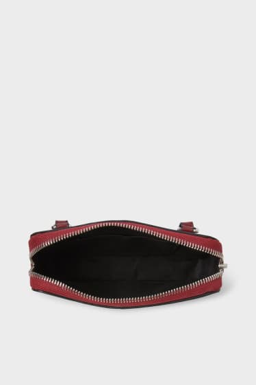 Women - Small shoulder bag - faux leather - dark red