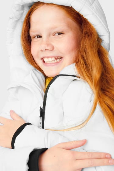 Dzieci - Pikowana kurtka z kapturem - biały