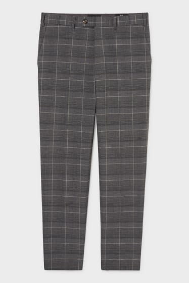 Pánské - Oblekové kalhoty - regular fit - Flex - kostkované - šedá/hnědá