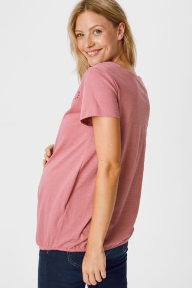 Dámské - Těhotenské tričko - tmavě růžová