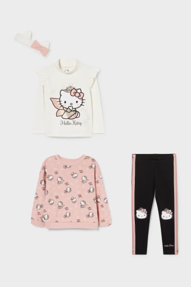 Enfants - Hello Kitty - ensemble - deux hauts, un legging et un bandeau cheveux - blanc / rose