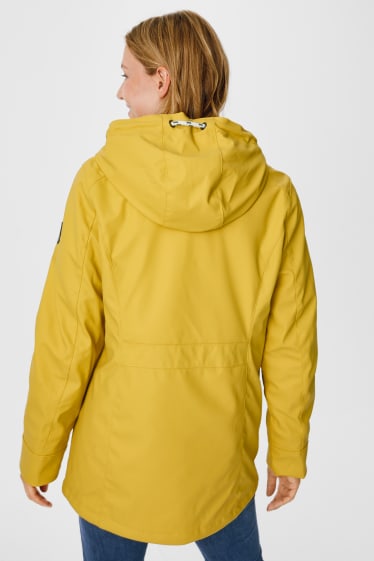 Damen - Regenjacke mit Kapuze - gelb