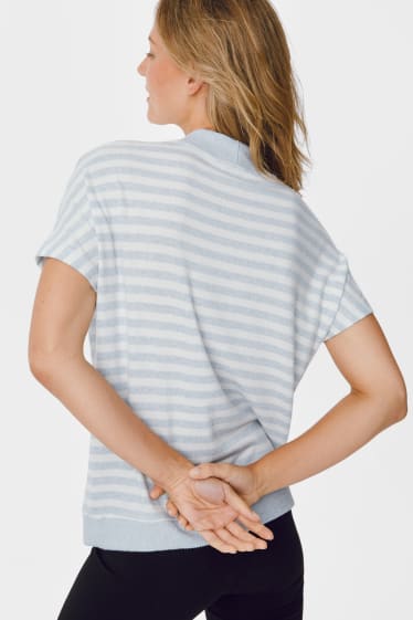 Women - T-shirt - striped - light blue