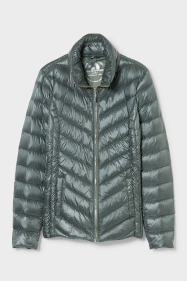 Women - Down jacket with hood - dark green