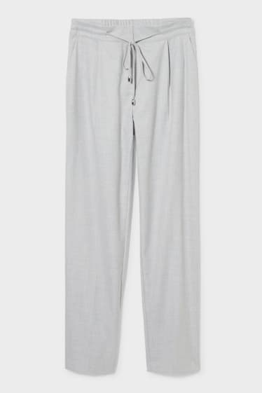 Dámské - Business kalhoty - straight fit - světle šedá-žíhaná