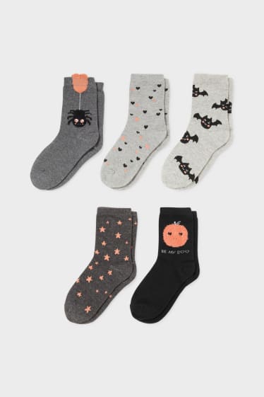 Niños - Pack de 5 - calcetines - gris / negro