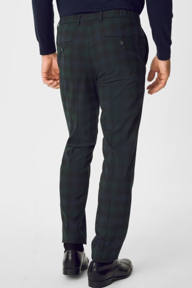 Hommes - Pantalon de costume - slim fit - carreaux - vert foncé / bleu foncé