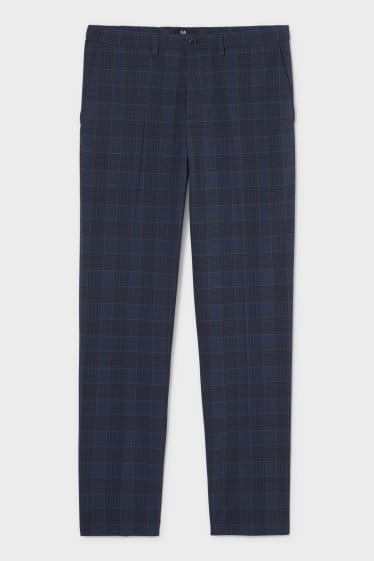 Men - Mix-and-match suit trousers - slim fit - flex - check - dark blue