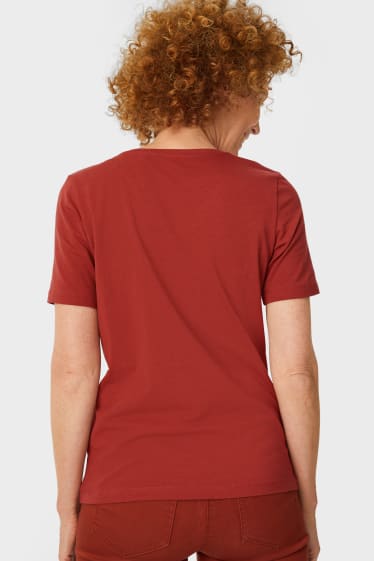 Femmes - Lot de 2 - T-shirt - rouge foncé / noir
