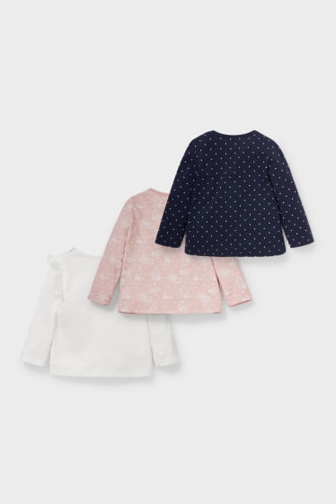 Babys - Multipack 3er - Baby-Langarmshirt - weiß / rosa