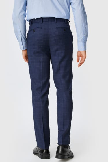 Hombre - Pantalón - regular fit - de cuadros - azul oscuro