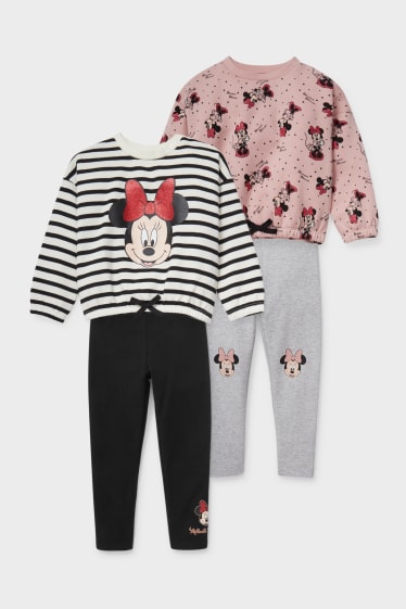 Bambini - Minnie - set - 2 felpe e 2 leggings - 4 pezzi - bianco / rosa