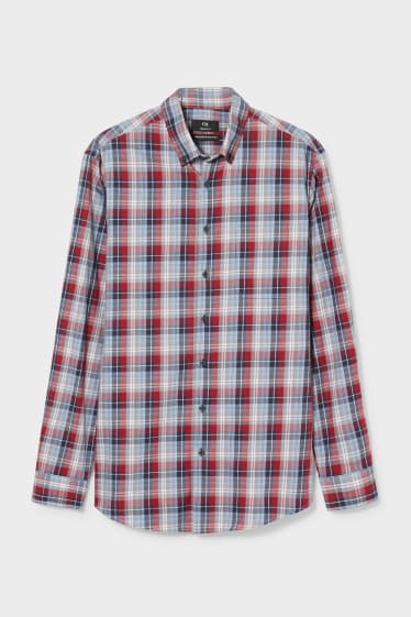 Herren - Businesshemd - Regular Fit - Button-down - bügelleicht - rot / blau
