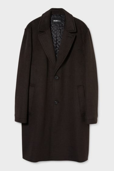 Men - Coat - check - dark brown