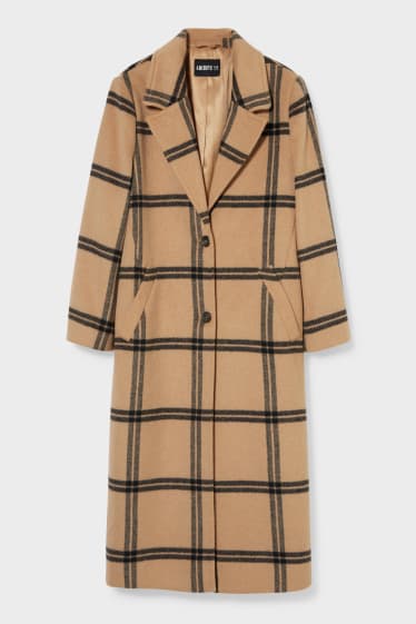 Women - Long coat - check - light brown