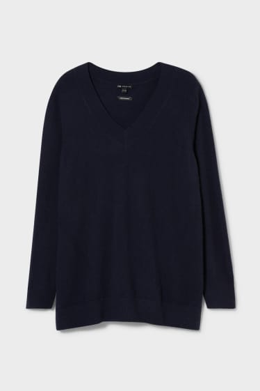 Women - Cashmere jumper - dark blue