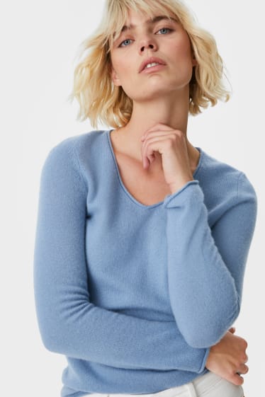 Women - Cashmere jumper - blue