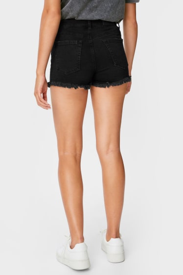 Teens & young adults - CLOCKHOUSE - denim shorts - high waist - denim-dark gray