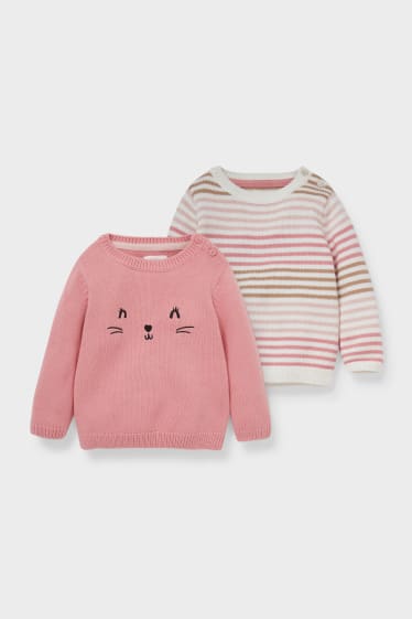 Babys - Multipack 2er - Baby-Pullover - weiß / rosa