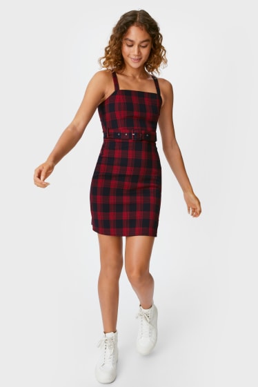 Teens & young adults - CLOCKHOUSE - dress - check - dark red