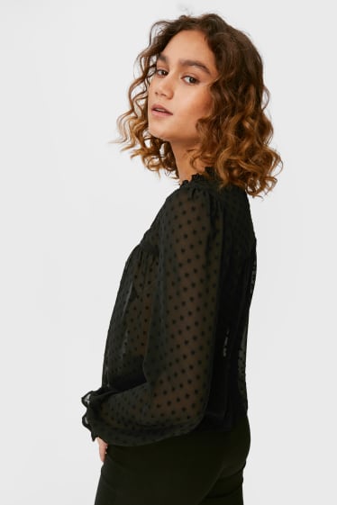 Dames - CLOCKHOUSE - chiffon blouse - zwart