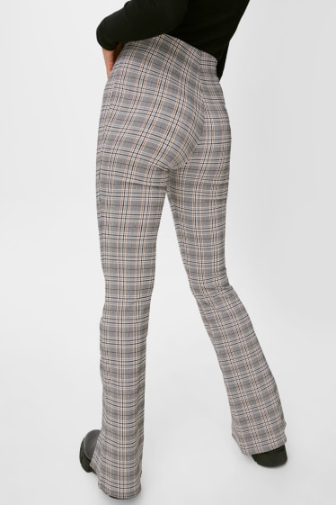 Dames - CLOCKHOUSE - pantalon - flared - geruit - grijs