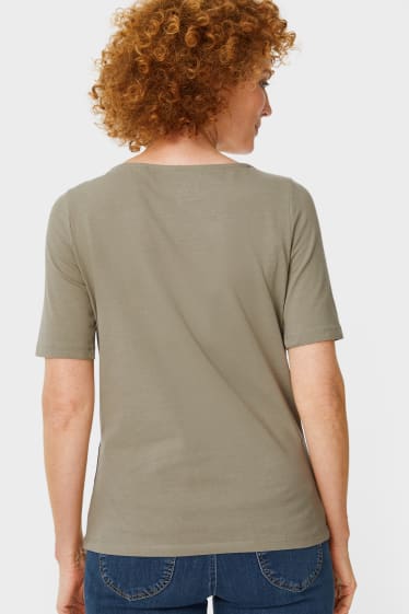 Damen - Multipack 2er - T-Shirt - dunkelgrün / schwarz