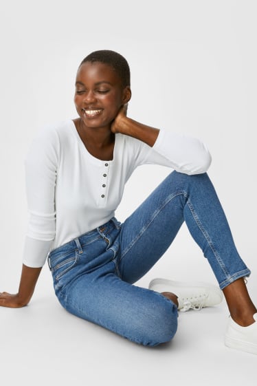 Kobiety - Premium skinny ankle jeans - średni stan - dżins-niebieski