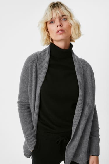 Women - Cashmere cardigan - gray-melange