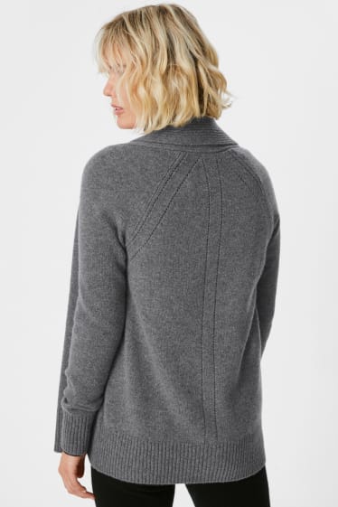 Women - Cashmere cardigan - gray-melange