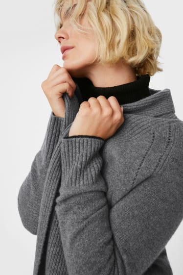 Women - Cashmere cardigan - gray-melange