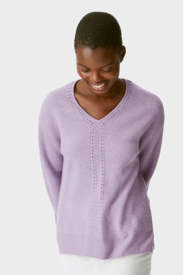 Women - Cashmere jumper - light violet