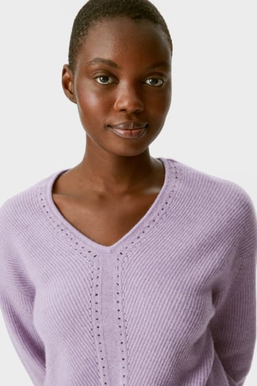 Women - Cashmere jumper - light violet