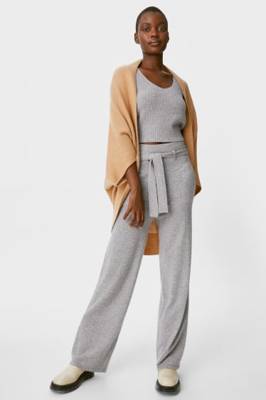 Femmes - Pantalon en cachemire - straight fit - gris chiné
