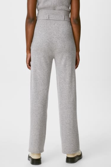 Femmes - Pantalon en cachemire - straight fit - gris chiné