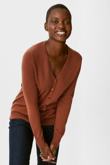 Women - Cashmere cardigan - Colour espresso