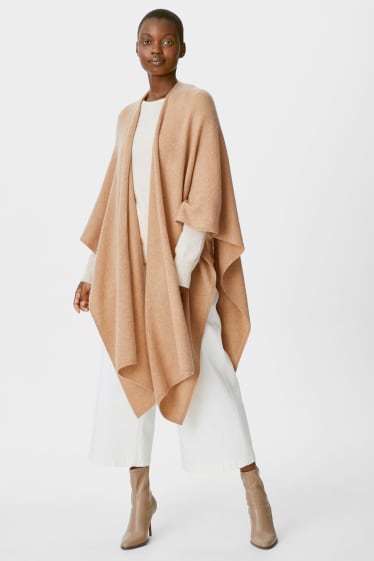 Women - Cashmere poncho - havanna