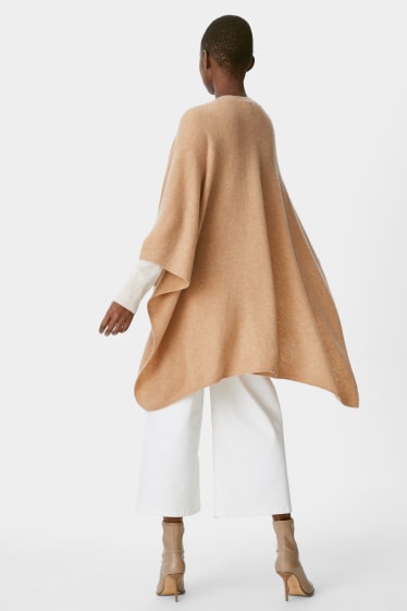 Women - Cashmere poncho - havanna