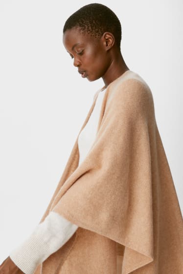Women - Cashmere poncho - havanna