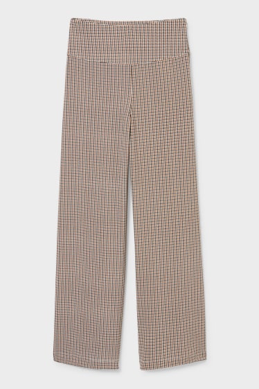 Women - Cloth trousers - palazzo - check - multicoloured