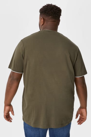 Herren - T-Shirt - 2-in-1-Look - dunkelgrün