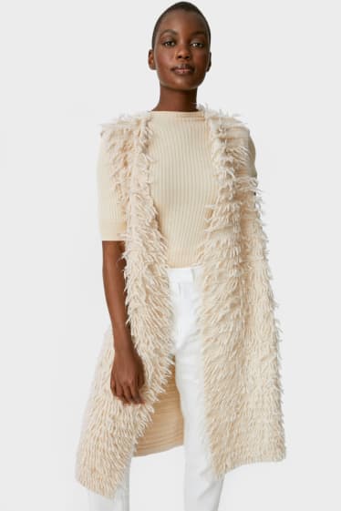 Women - Knitted waistcoat - cremewhite