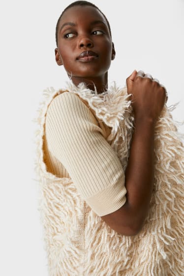 Women - Knitted waistcoat - cremewhite