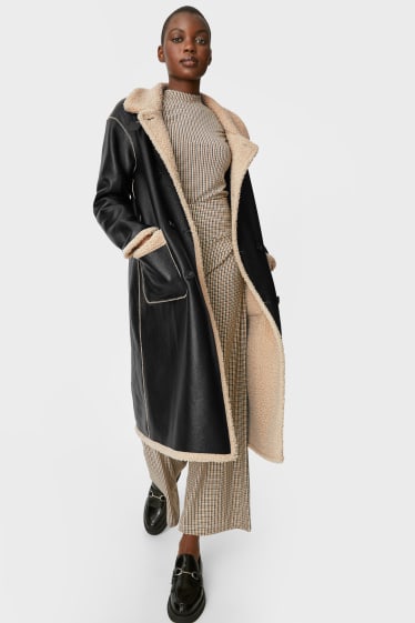 Women - Reversible coat - faux leather - black