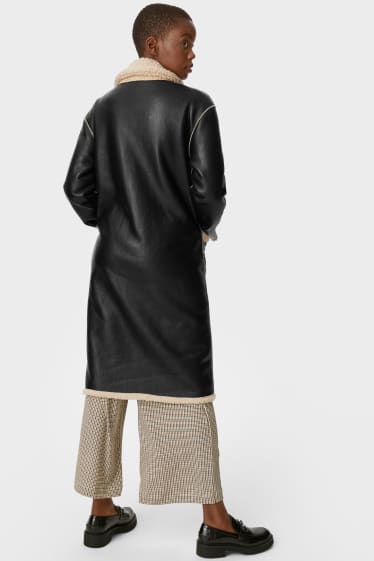 Women - Reversible coat - faux leather - black