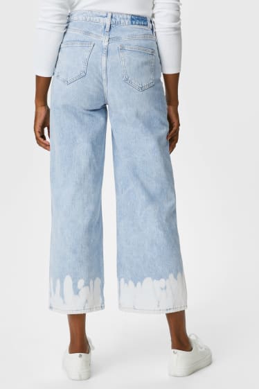 Kobiety - Wide leg jeans - wysoki stan - dżins-jasnoniebieski